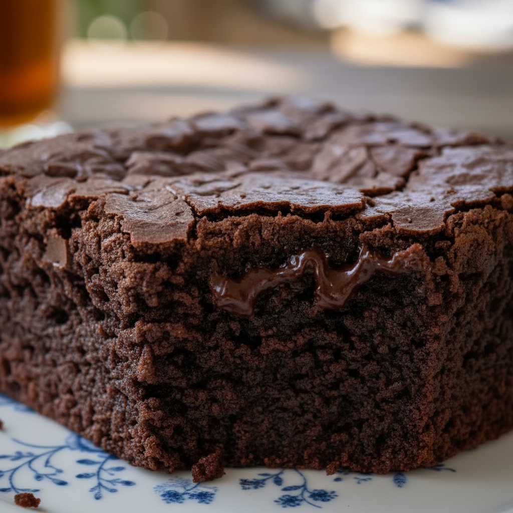 Bless Your Heart Fudge Brownie - single square close-up