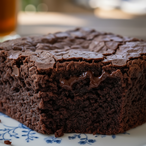 Bless Your Heart Fudge Brownie - single square close-up