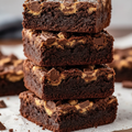 Stacked peanut butter brownies close-up