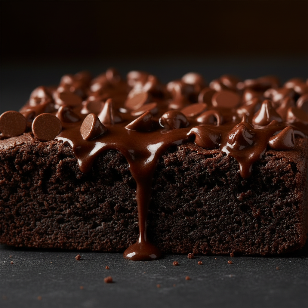 Double Trouble Dorothy Chocolate Chip Brownie - single square close-up