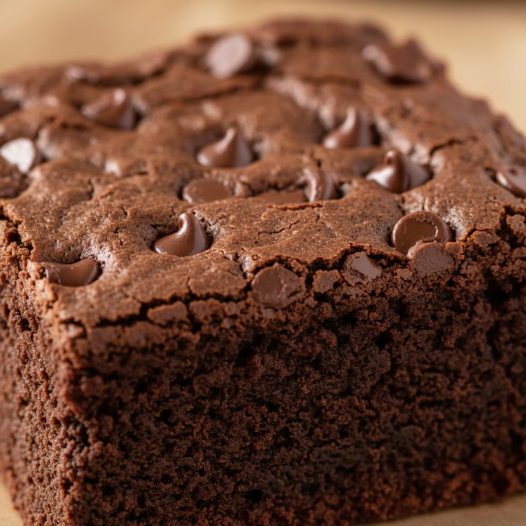 Double Trouble Dorothy Chocolate Chip Brownie - single square close-up